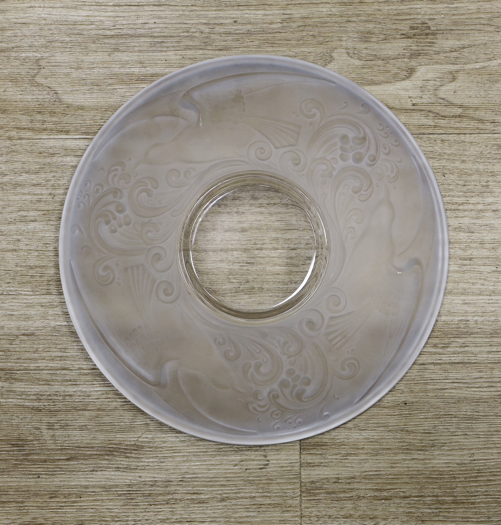 A Val Saint Lambert pressed glass dish, 30 cm diameter